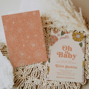 レトロベビーシャワー招待状 Boho Baby Shower Boho 招待状