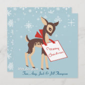 レトロベビートナカイ | カスタムフラットクリスマスカード シーズンカード (正面/裏面)