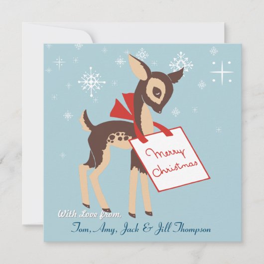 レトロベビートナカイ | カスタムフラットクリスマスカード シーズンカード (正面)