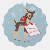 レトロベビートナカイ | 紙オーナメントクリスマスカード オーナメントカード (正面)