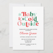 レトロベビー外は冷たいベビーシャワー 招待状 (正面)