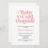 レトロベビー外は冷たいベビーシャワー 招待状 (正面/裏面)