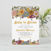 レトロベビー開花デイジーベビーシャワー 招待状 (スタンド正面)