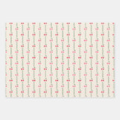 レトロベリーさくらんぼと市松模様にオンクリーム ラッピングペーパーシート (正面2)