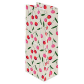 レトロベリーさくらんぼピンクアンドレッド誕生日抱き枕 ワインギフトバッグ (正面アングル)