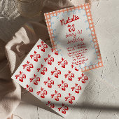 レトロベリー第1手描きイチゴ誕生日 招待状