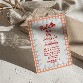 レトロベリー第1手描きイチゴ誕生日 招待状