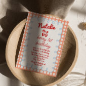 レトロベリー1stいちご描フォト誕生日 招待状