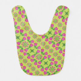 レトロベルフラワーマンダラスグリーンベビー用ビブ ベビービブ