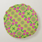 レトロベルフラワーマンダラスグリーンラウンドピロー ラウンドクッション (裏面)