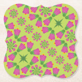 レトロベルフラワーマンダラスグリーン紙コースター ペーパーコースター (正面)