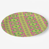 レトロベルフラワーマンダラスグリーン9"紙プレート ペーパープレート (アングル)