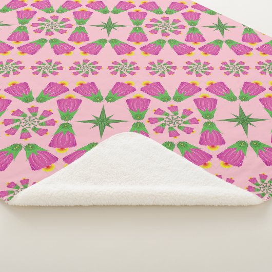 レトロベルフラワーマンダラスピンクシェルパブランケット シェルパブランケット (3/4)