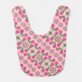 レトロベルフラワーマンダラスピンクベビー用ビブ ベビービブ