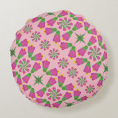 レトロベルフラワーマンダラスピンクラウンドピロー ラウンドクッション (裏面)
