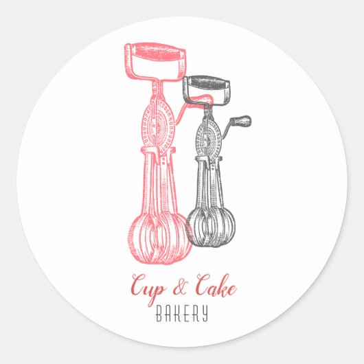 レトロベーカリー，ベーカー，パティシシェフ，エッグビーター ラウンドシール (正面)