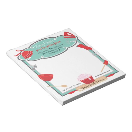 レトロベーキングと料理ノートパッドのレシピ順序 ノートパッド (アングル)