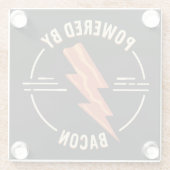 レトロベーコンおもしろいラバーフードデザインと稲妻 ガラスコースター (裏面)