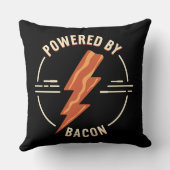 レトロベーコンおもしろいラバーフードデザインと稲妻 クッション (裏面)