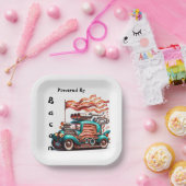 レトロベーコン車ノベルティ紙プレート ペーパープレート (パーティー)