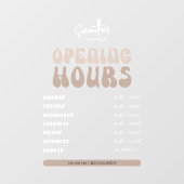 レトロベージュのおしゃれな美容院ショップ営業時間 ウィンドウサイン (シート)