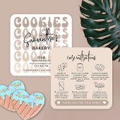 レトロベージュトレンディーシュガーCookieの気に指示 スクエア名刺