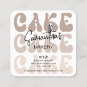 レトロベージュトレンディーベーカリーケーキの気に指示 スクエア名刺 (正面)