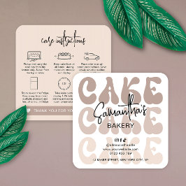 レトロベージュトレンディーベーカリーケーキの気に指示 スクエア名刺