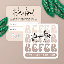 レトロベージュフレンドロゴモダンラッシュサロンを参照 紹介カード