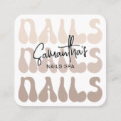レトロベージュモダンネイルアーティストサロンマニキュア スクエア名刺 (正面)