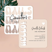 レトロベージュモダンネイルアーティストサロンマニキュア スクエア名刺