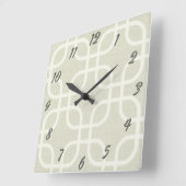 レトロベージュ幾何学模様 スクエア壁時計 (傾斜)