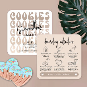 レトロベージュDIY Cookie飾の指示 スクエア名刺