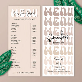 レトロベージュGroovyメイクアップアーティストサロン価格表 ラックカード