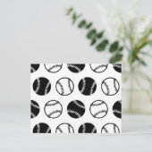 レトロベースボールパターンスポーツアートカスタムBGカラー ポストカード (スタンド正面)