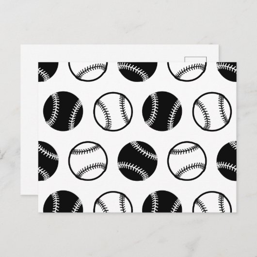 レトロベースボールパターンスポーツアートカスタムBGカラー ポストカード (正面/裏面)