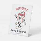 レトロベースボールビーブスボーバースデーパーティーサイン 台座サイン (正面)