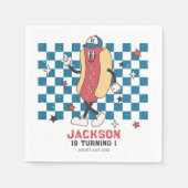 レトロベースボールビーブスボーバースデーパーティー スタンダードカクテルナプキン (正面)