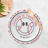 レトロベースボールビーブスボーバースデーパーティー ペーパープレート