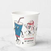 レトロベースボールビーブスボーバースデーパーティー 紙コップ (正面)