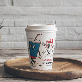 レトロベースボールビーブスボーバースデーパーティー 紙コップ