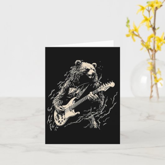 レトロベー遊ズ・ベース・ギター・ベアー・ギタリストmusi カード (黄色い花)