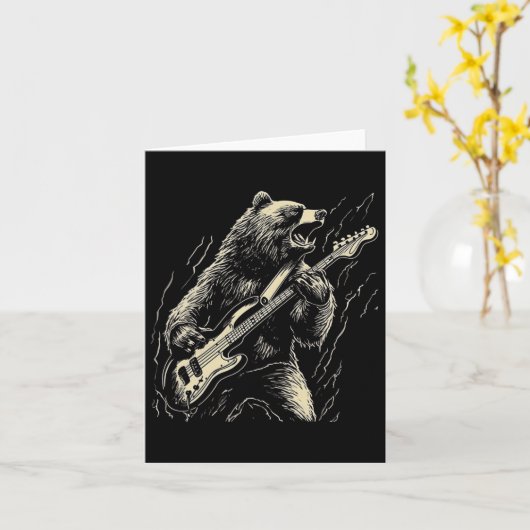 レトロベー遊ズ・ベース・ギター・ベアー・ギタリストmusi カード (黄色い花)
