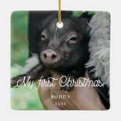 レトロペットの初めてのクリスマス写真 セラミックオーナメント (裏面)