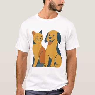 レトロペットパル – ミッドセンチュリーキャットドッグアート Tシャツ