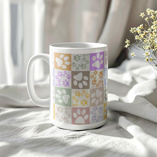 レトロペット市松模様にポー コーヒーマグカップ