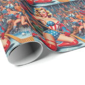 レトロホッケーピンアップ ラッピングペーパー (ロールコーナー)