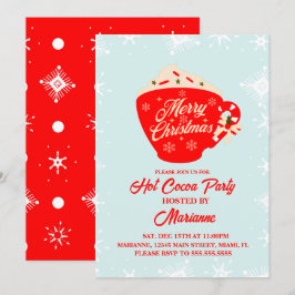 レトロホットココアスノーフレークスクリスマスパーティー 招待状