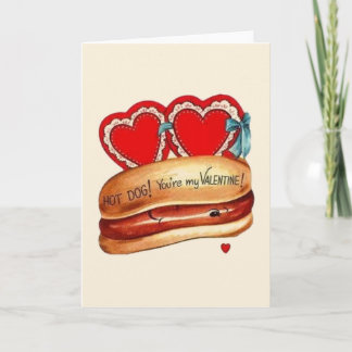 レトロホットドッグのバレンタインデーのグリーティングカード シーズンカード