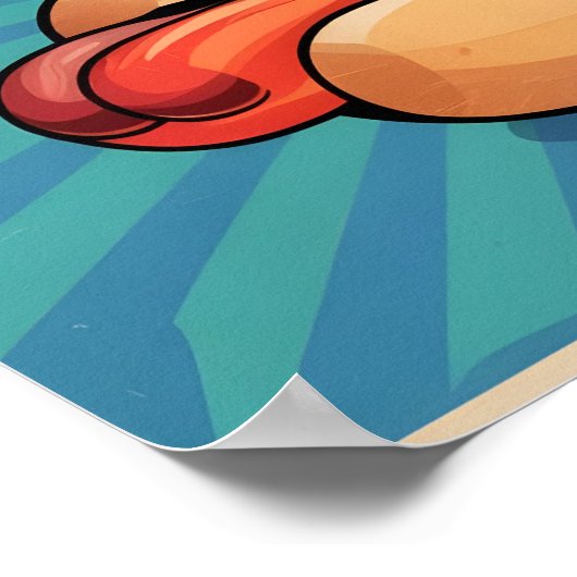 レトロホットドッグイラストレーションナショナルホットドッグデー ポスター (角)